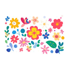 Canvas Print - Spring flowers illustration background colorful vector