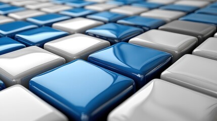 Abstract blue white and gray cubes arranged in a geometric pattern