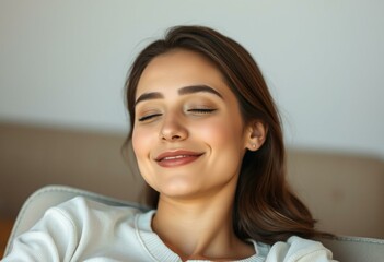 Wall Mural - Relaxed female portrait with eyes closed