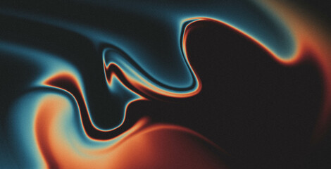 Vibrant rainbow, orange blue teal white psychedelic grainy gradient color flow wave on black background, music cover dance party poster design. Retro Colors from the 1970s 1980s, 70s, 80s, 90s style