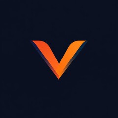 Aufkleber - Abstract 'V' Logo with Dynamic Orange Gradient on Dark Blue Background. Modern Design for Business.