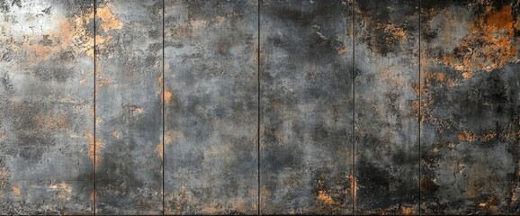 Naklejka na meble Distressed Metallic Panels with Rust and Dark Grime a Striking Textured Background with Vertical Planks and Industrial Weathering