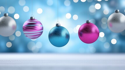 Poster - Row of Christmas ornaments hanging from a string