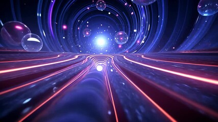Wall Mural - abstract cosmic journey through vibrant light and colorful bubbles