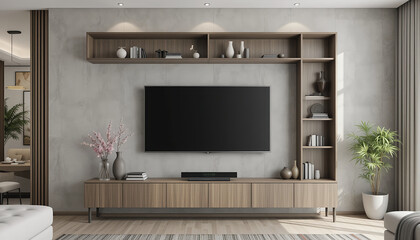  Modern Living Room with Television and Minimalist Decor Elements