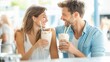 © Maciej Koba - Romantic Couple Enjoying Refreshing Milkshakes in a Trendy Cafe: A Love Story of Happiness, Fun, and Flirtation