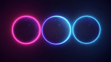 Wall Mural - Moon or solar eclipse circles set isolated on black background. Vector realistic illustration of neon color round frames glowing and shining in dark space, planet edge lines, magic game ui borders