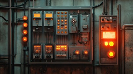 Retro Futuristic Control Panel: Industrial Sci-Fi Interface