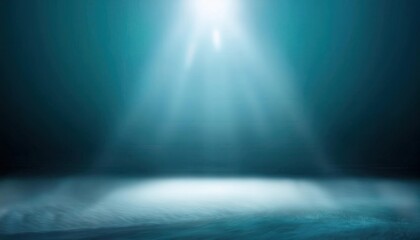 Poster - dramatic blue spotlight on empty stage with soft gradient background, perfect for presentation performance and design


