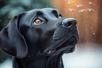 Wall Mural - dog in winter