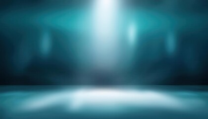Poster - dramatic blue spotlight on empty stage with soft gradient background, perfect for presentation performance and design


