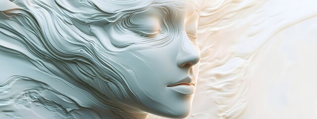 Wall Mural - Abstract digital human face symbolizing artificial intelligence and futuristic technology