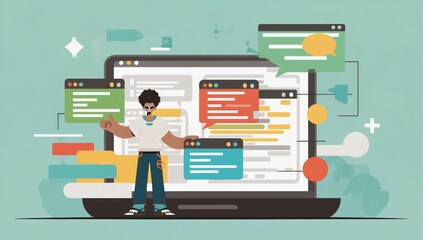 Man Presenting Code on Laptop Screen