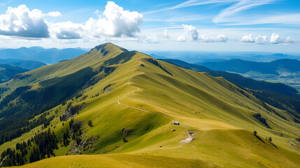 aerial view of beautiful high altitude grassland mountain landscape