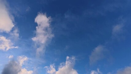 Wall Mural - Low angle of Clouds timelapse in clear blue sky on a sunny day in Derbyshire, UK