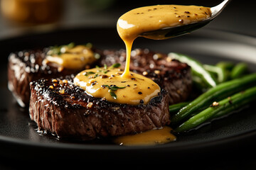 Wall Mural - grilled steak on a plate