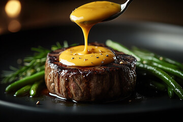 Wall Mural - grilled steak on a plate