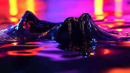 Wall Mural - glossy black liquid oozes