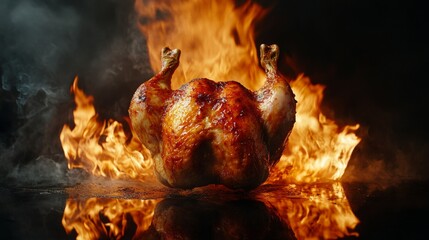 close-up roast chicken, food design