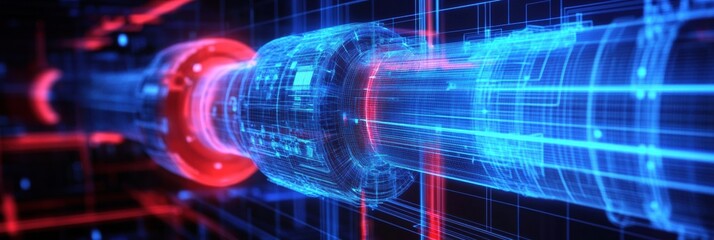 Poster - High tech thermal imaging analysis reveals gas leak with distinct blue and red heat signatures. Generative AI