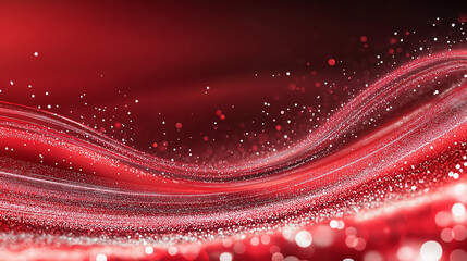 Wall Mural - red wave of elegance: a flowing, elegant red wave with sparkling particles dances across the image, 