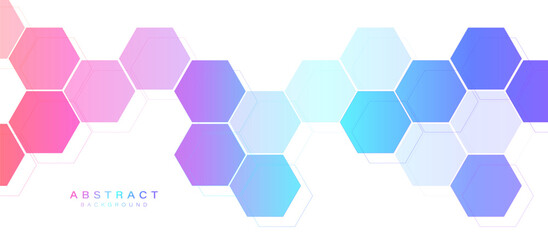 Wall Mural - Gradient Hexagonal Abstract Background in Pink and Blue