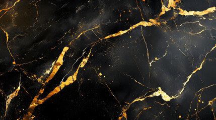 Aufkleber - Elegant premium marble texture with intricate golden cracks and veins  This abstract natural stone background features a weathered aged and granular surface with a luxury chic and contemporary design