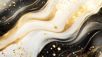 Leinwandbilder - Elegant Shimmering Abstract Fluid Art Splash Textured Background with Golden Metallic Waves and Splatter  Luxurious Glamorous and Trendy Digital Perfect for Fashion Decor and Advertising Designs