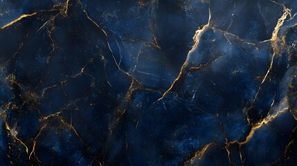Poster - Exquisite cracked marble texture in shimmering hues of deep blue and luminous gold creating a captivating and sophisticated abstract background for design architecture or digital imagery
