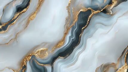 Poster - Exquisite marble like texture with captivating gold and silver accents creating a luxurious modern and sophisticated design aesthetic