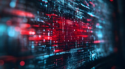 Poster - Futuristic digital data network and cyber technology abstract background  Sci fi inspired digital matrix with flowing code binary information and intelligence visualization