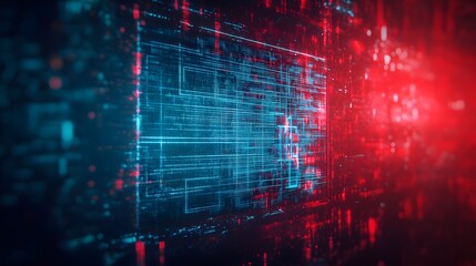 Poster - Futuristic digital network code and data visualization in the world of technology innovation and intelligence  Abstract cyberspace and high tech digital environment concept