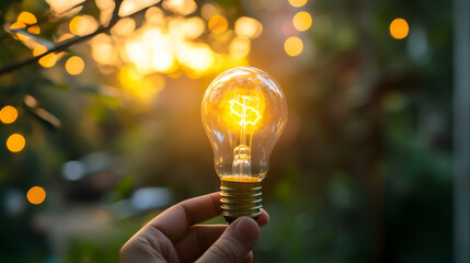Aufkleber - Hand grasping illuminated bulb featuring dollar symbol, symbolizing innovative financial concept with creative potential