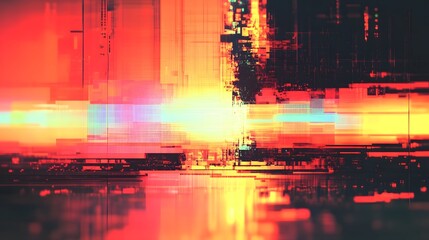 Fototapete - Futuristic sci fi digital art with a glitch inspired distortion effect featuring vibrant colors dynamic motion blur and powerful lighting that creates a striking conceptual
