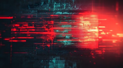 Fototapete - Glitched digital abstract background with overlapping neon lights layered geometric patterns and dynamic disruption effects that create a futuristic and surreal visuals