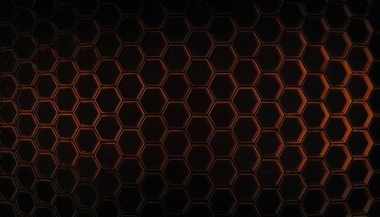 Leinwandbilder - black hexagonal honeycomb pattern with glowing orange edges on dark background, modern graphic design