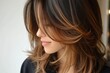 © NataliPro - A close-up portrait of a young woman with flowing, layered hair, softly smiling against a light background.