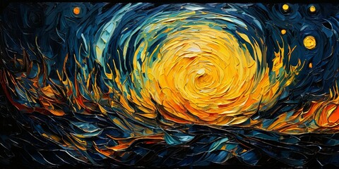 Poster - A painting of a sun with a swirl of colors
