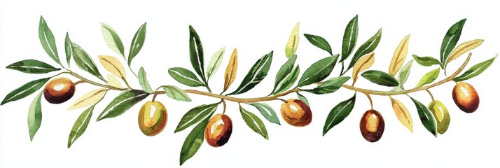 Wall Mural - Hand-painted Tiny Olive Branch Motif Clipart Ideal for Design