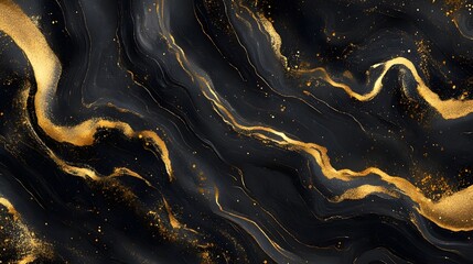 Leinwandbilder - Luxurious abstract background featuring a mesmerizing mixture of dark marble textures and shimmering golden accents  This visually striking and captivating design is perfect for high end branding