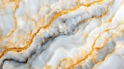 Fototapete - Luxurious and modern abstract background with a marbled stone texture featuring glowing golden veins and a dynamic swirling pattern  This digital has a clean