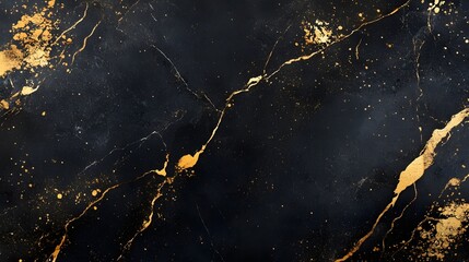 Poster - Luxurious Black and Gold Marble Textured Background with Dynamic Splatter and Gradient Effects  High end elegant and sophisticated design pattern perfect for premium branding fashion