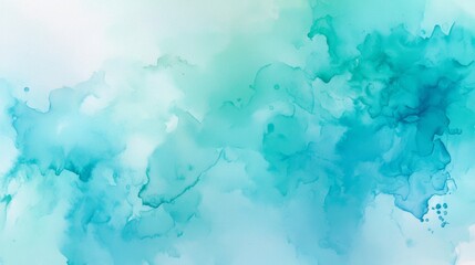 Wall Mural - Blue winter watercolor features ombre leaks and splashes.