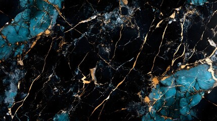 Fototapete - Luxurious Dark Marble Granite Stone Texture with Golden Veins and Cracks Abstract Background for Interior Design Home Decor Creative Art and Premium High design