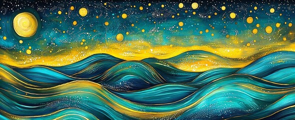 Wall Mural - Dreamy Scene of Gentle Ocean Waves 