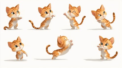  Adorable and playful cartoon kittens in various poses, perfect for adding a touch of cuteness to your designs 