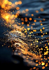 Wall Mural - Beautiful golden sunset casting reflections on navy waves.