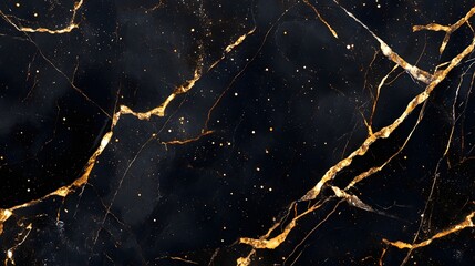 Fototapete - Luxurious golden cracked marble texture abstract background  Intricate dimensional and shiny pattern with a design