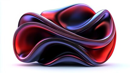 Wall Mural - abstract red and black metallic curves on white background