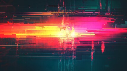 Aufkleber - Mesmerizing abstract digital art with a glitch inspired futuristic aesthetic  Vibrant colors dynamic lights and distorted digital patterns create a captivating techno organic visual experience